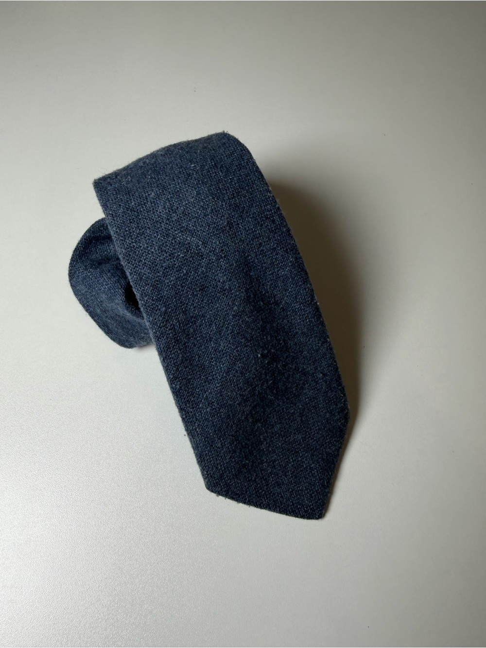 Vintage J. Riggings 100% Wool Slim Textured Dark Blue Wool Tie Trad Ivy Preppy